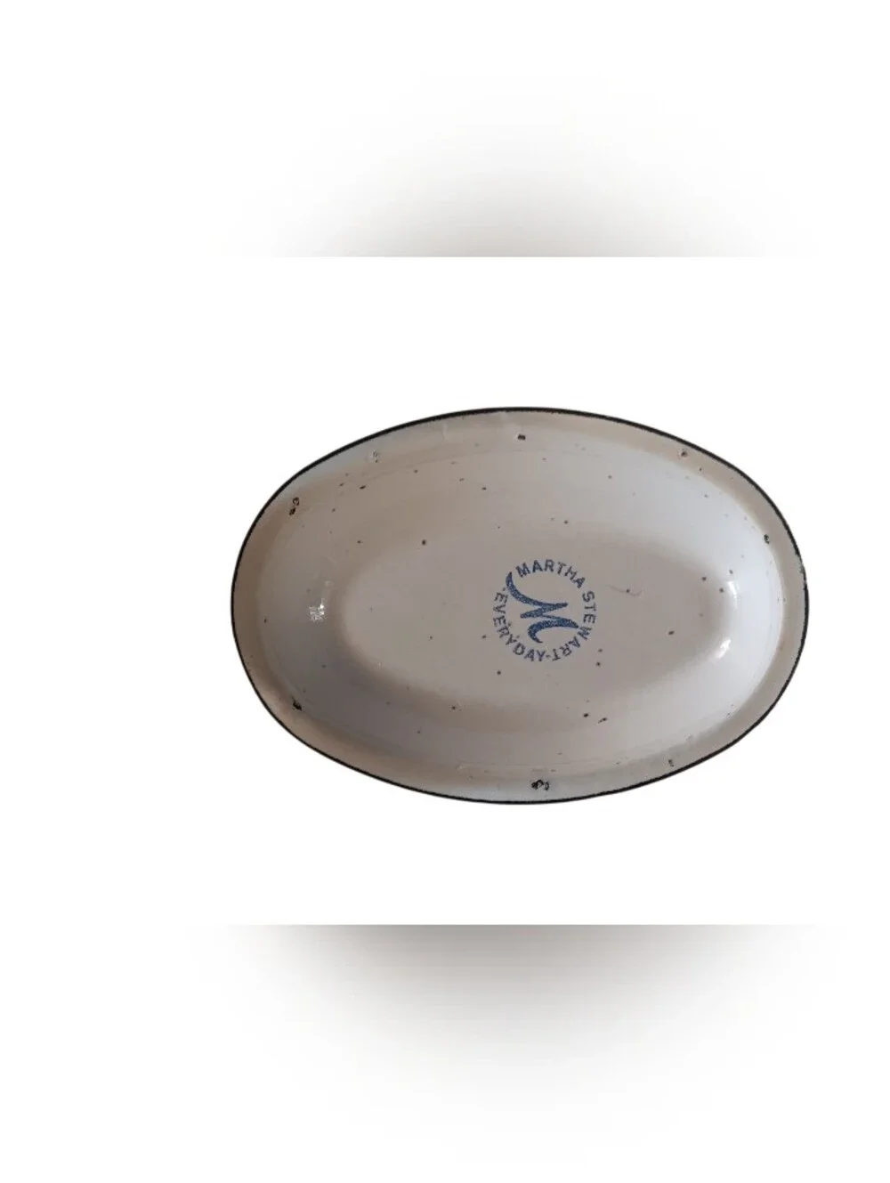 Martha Stewart White Speckled Ceramic Oval Soap/Trinket Bowl